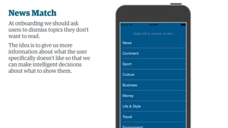 A concept where the Guardian app could let the reader pick what subjects they wanted on their homepage and navigation.