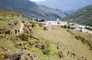 Walkers near the village of Capileira, Granada province.