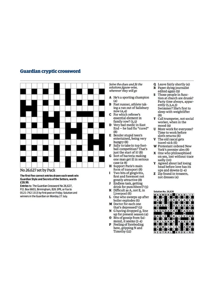 Prize crossword 26,627 | Crosswords | The Guardian