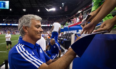 José Mourinho, the Chelsea manager, signs autographs at Red Bull Arena. He said after the defeat: 'We have top players, there are no fragilities.'