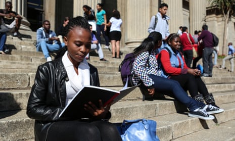 Girl sitting outside Wits University in Johannesburg, South Africa