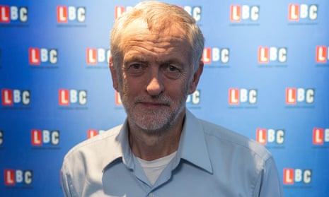Jeremy Corbyn at LBC radio for a Labour leadership contenders' debate.