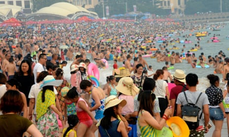 A crowded beach in Qingdao, in east China's Shandong Province