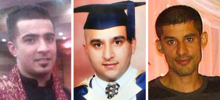 Haroon Jahan, Shazad Ali and Abdul Musavir who died they were mowed down by a car while protecting their community from looters in Birmingham.