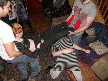 Who needs a limbo pole when you can use a cousin instead? County Galway, Christmas 2010.