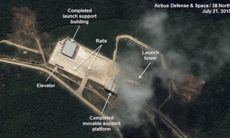 Satellite image of the North Korea launch site released by the US-Korea Institute at the Johns Hopkins School of Advanced International Studies and taken by the French space agency.