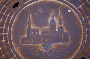 <strong>Riga, Latvia</strong><br>This cover was cast in 2001 to celebrate the city’s 800th anniversary