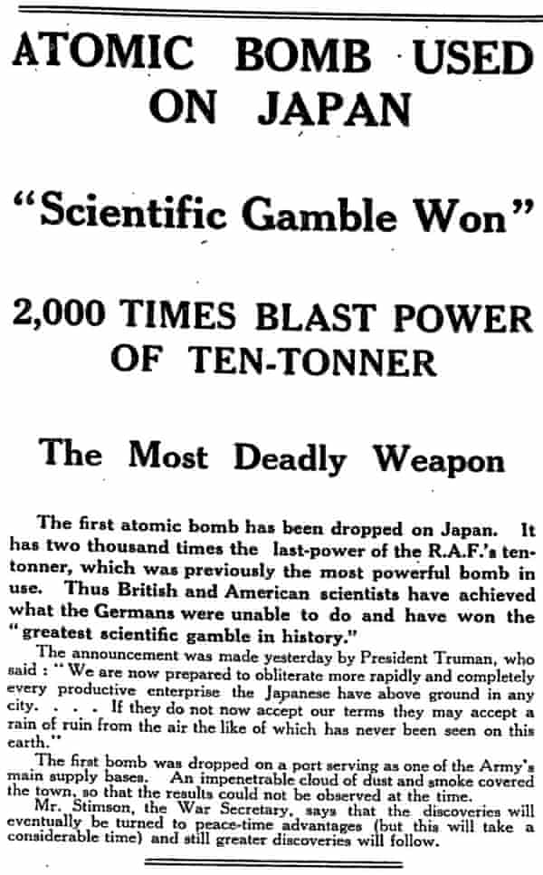 Wwii Atomic Bomb Newspaper Article