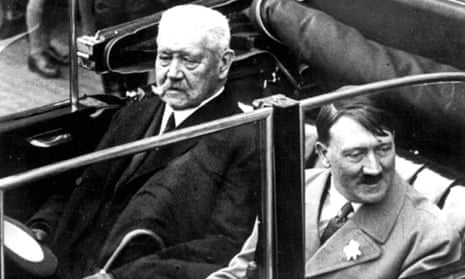German president Paul von Hindenburg with Adolf Hitler in Berlin, May 1933.