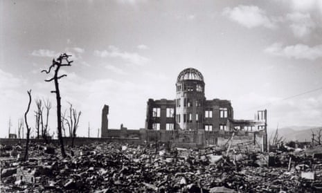 The Hiroshima Prefectural Industrial Promotion Hall, which stood very close to the bomb’s hypocentre. The skeletal structure of the dome is now known officially as the A-bomb Dome.