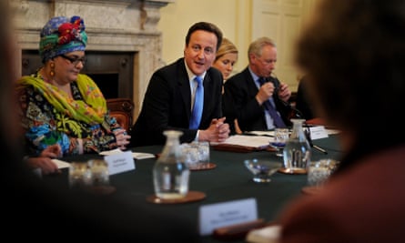 Founder of Kids Company, Camila Batmanghelidjh (left) attends a 'big society' meeting chaired by prime minister David Cameron in 2010.