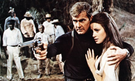Roger Moore with Jane Seymour in his first Bond film Live and Let Die in 1973.