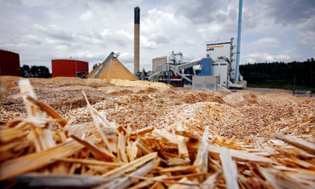 Fir and pine chips are piled high outside the electricity-and-heating plant in Vaxjo