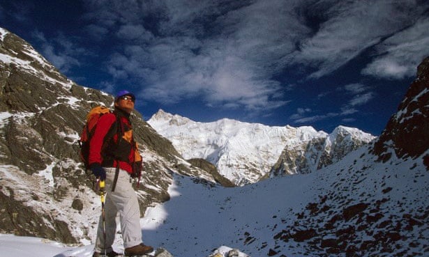Trekker beneath Kangchenjunga.
