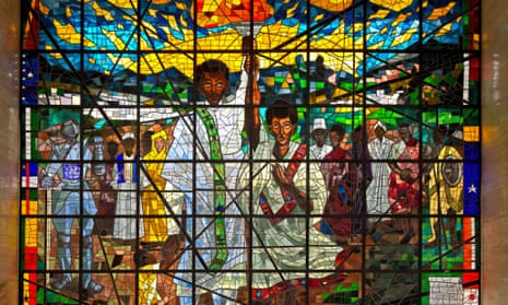 Middle part of the stained glass triptych Total Liberation of Africa by Afewerk Tekle, Africa Hall, UNECA, Addis Ababa, Ethiopia