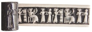 A hematite cylinder seal from Syria, of the kind that sometimes turn up for sale in Europe.