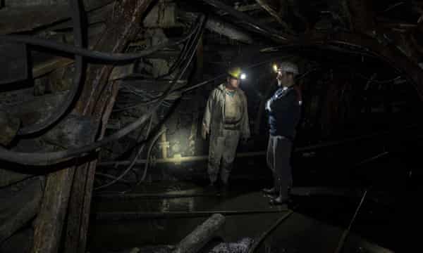 23/06/2015 Turkey.Zonguldak. A private mine. Miners Nedim Sevimzi and Murat Sahin in blue overalls.Photo Sean Smith