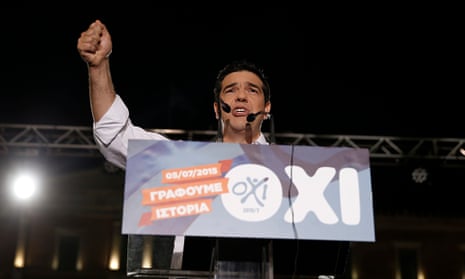 Alexis Tsipras campaigning for no vote in referendum