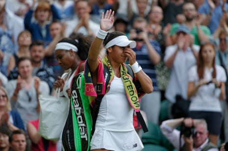 Heather Watson waves to the crowd after her enthralling match against Serena Williams.