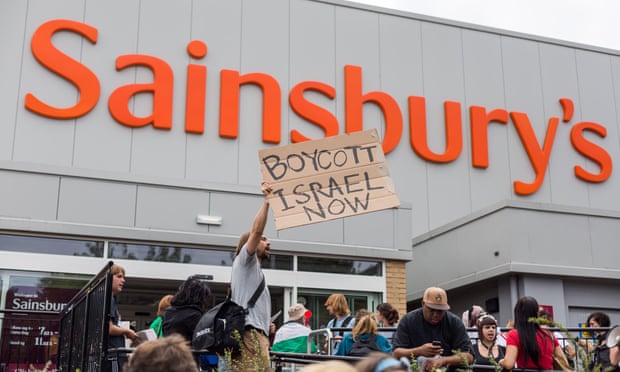 Protest against Israeli food products sold in Sainsbury's supermarket.