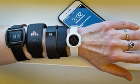 Fitness trackers on a wrist