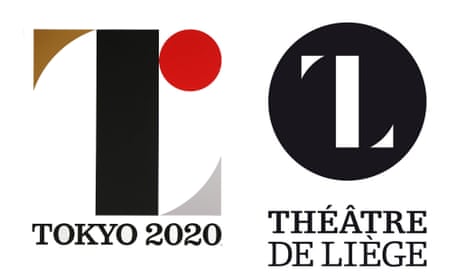 Left, the Tokyo 2020 logo. Right, the Théâtre de Liege design.