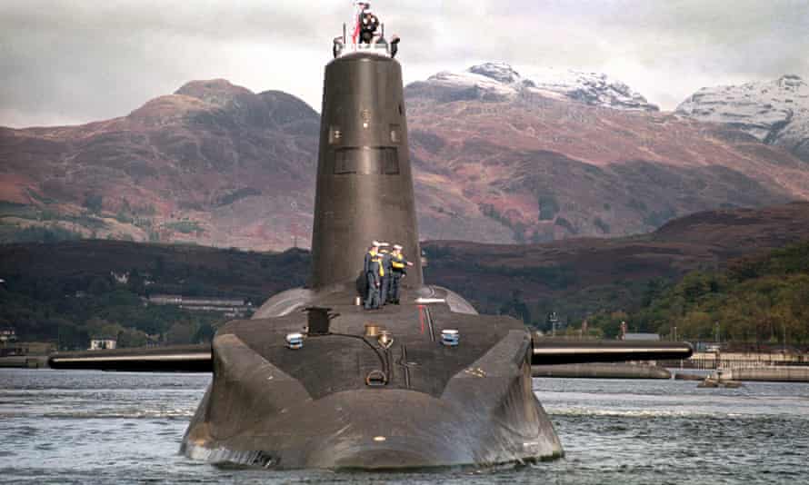 A British submarine armed with Trident nuclear missiles.