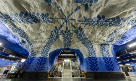 Art in T-Central subway station in Stockholm.