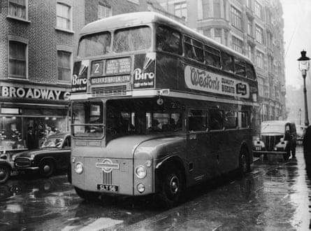 A prototype Routemaster bus at London Transport headquarters in January 1956.