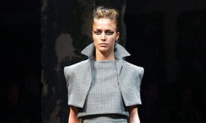 A model on the Yohji Yamamoto AW03 catwalk