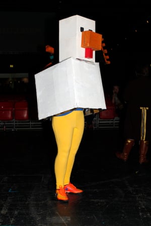 Sophie Gray, 12, took a month to make her own costume. ‘It’s just a chicken,’ she said.