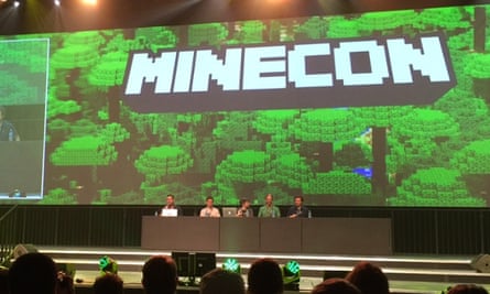 Mojang staff on stage at Minecon 2015.