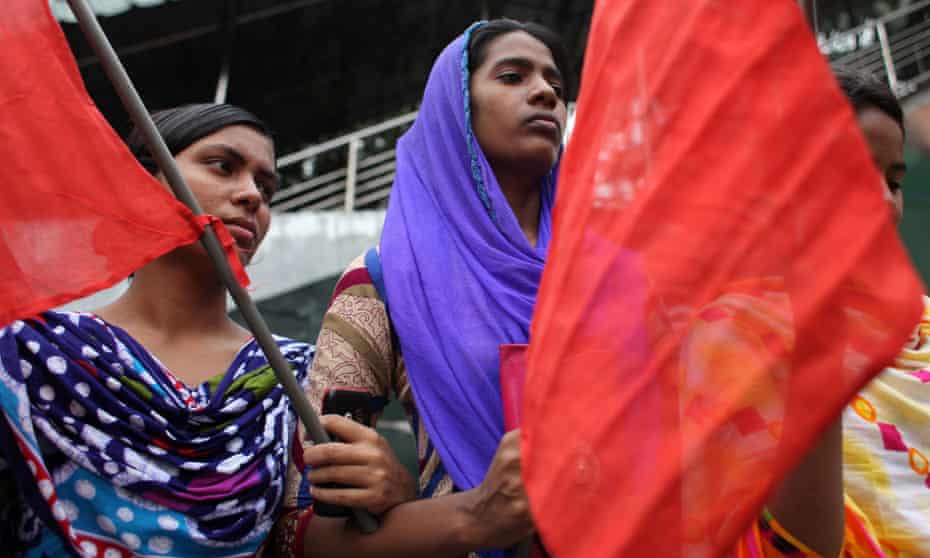 Garment workers at a demonstration in the Bangladesh capital, Dhaka.