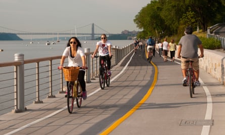 Cycling along the Hudson River.