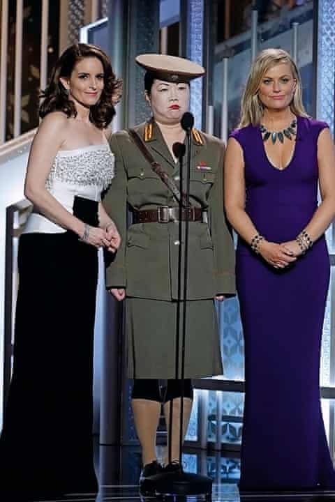 Poehler at this year's Golden Globes, with best friend Tina Fey, and Margaret Cho as a North Korean general.