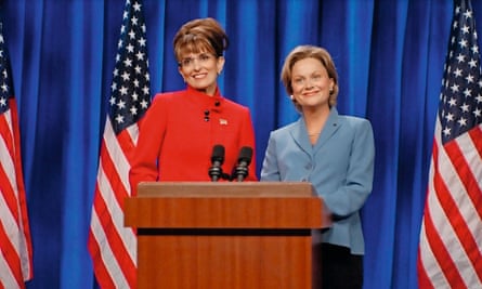 On Saturday Night Live with Tina Fey as Sarah Palin.