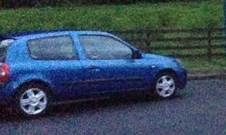 The blue Renault Clio in which John Yuill and Lamara Bell were last seen.