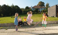 Girls playing with a jump rope