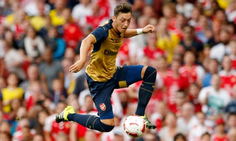 Mesut Özil acrobatically controls the ball during Arsenal's Emirates Cup win over Lyon last weekend.