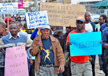 Protesters in Maputo march against xenophobic attacks on Mozambican migrants in South Africa.