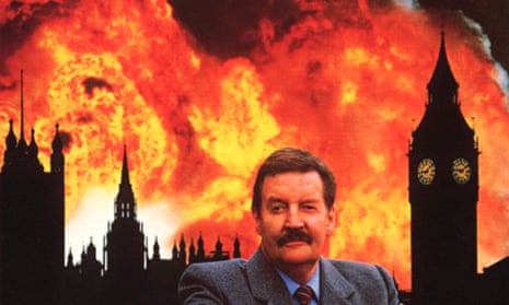 A Very British Coup publicity shot, Westminster on fire
