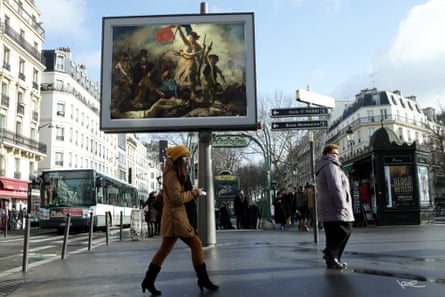 Street artist Etienne Lavie has commandeered advertising space throughout Paris, animating the streets with classic French paintings.