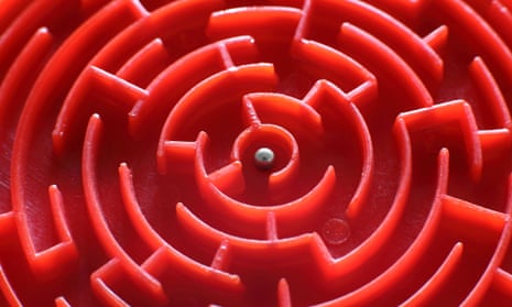 Closeup of a toy maze