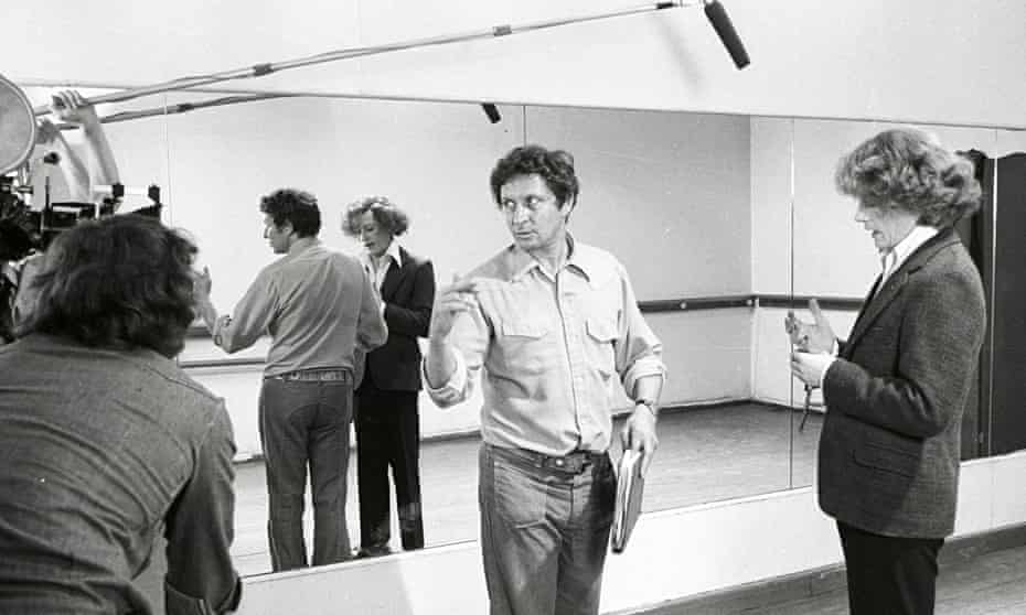 Jack Gold directing John Hurt, right, in The Naked Servant Civil Servant, 1975.