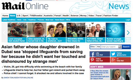 Mail Online's report on the Dubai drowning