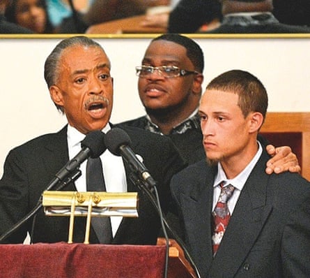 Rev Al Sharpton with Ramsey Orta at the funeral of Eric Garner