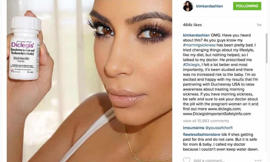 Kim Kardashian Forced To Delete Selfie Endorsing Morning Sickness Drug Advertising The Guardian Kim Kardashian Forced To Delete Selfie Endorsing Morning Sickness Drug Advertising The Guardian