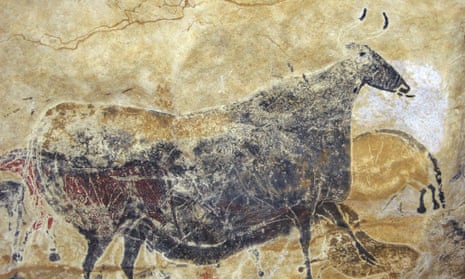 Cave painting of a bull from the stone age