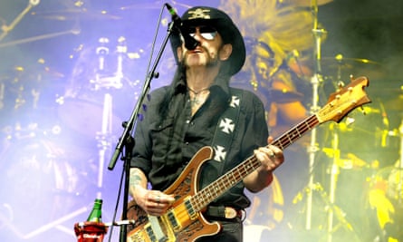 Lemmy performing with Motörhead at Glastonbury, where he sang Ace of Spades instead of Overkill.