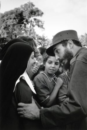 Castro greets a nun from a girls' school in a small town before his Havana arrival, January 5, 1959. By Burt Glinn